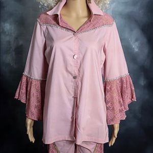 Flaired Long Sleeve Button Down